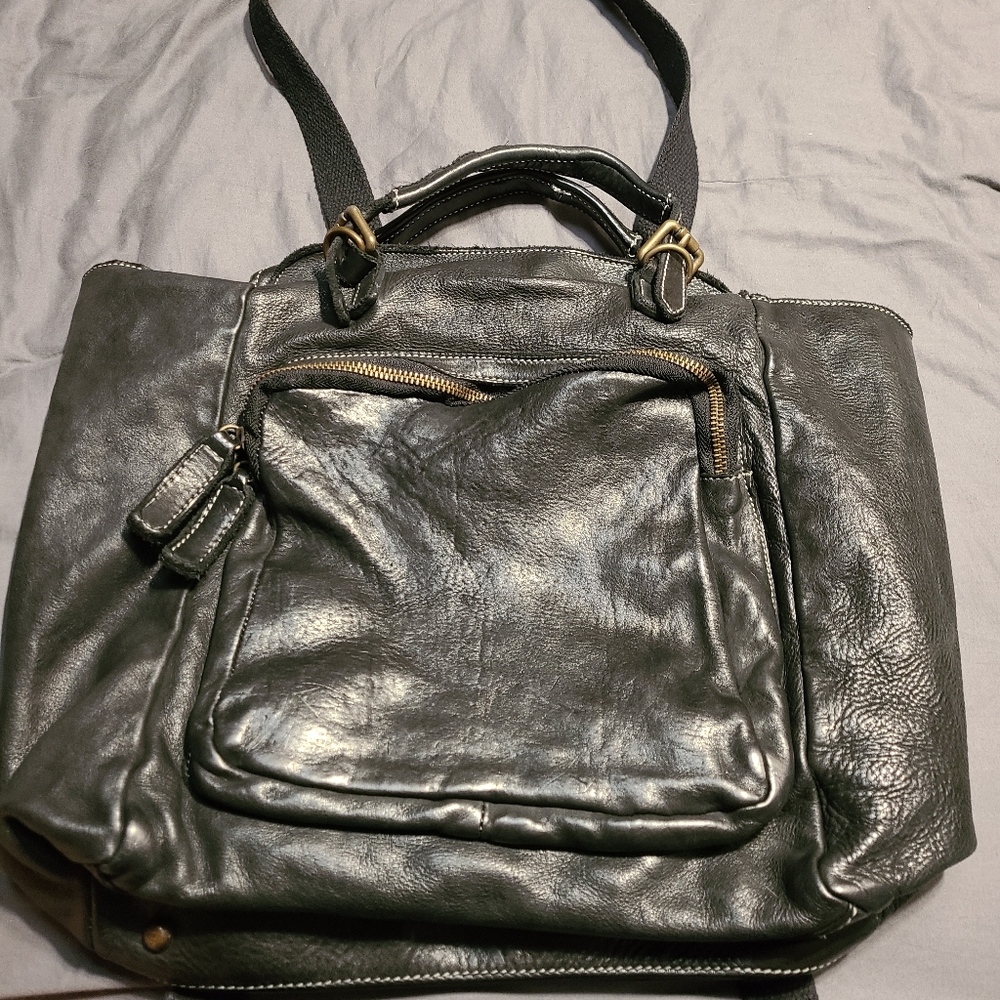 Black leather convertible bag